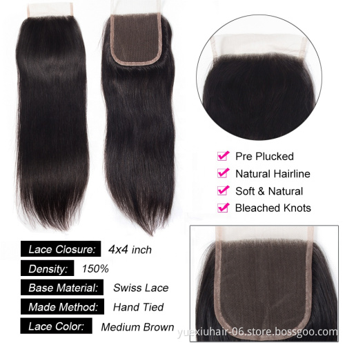 4*4, 5*5 , 6*6,13*4  ,13*6Virgin Human ,Brazilian Peruvian  Cuticle Aligned Lace Front Closure